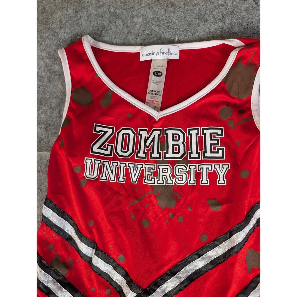 Chasing Fireflies Kids Zombie University Cheerleader‎ Costume Dress Red Black